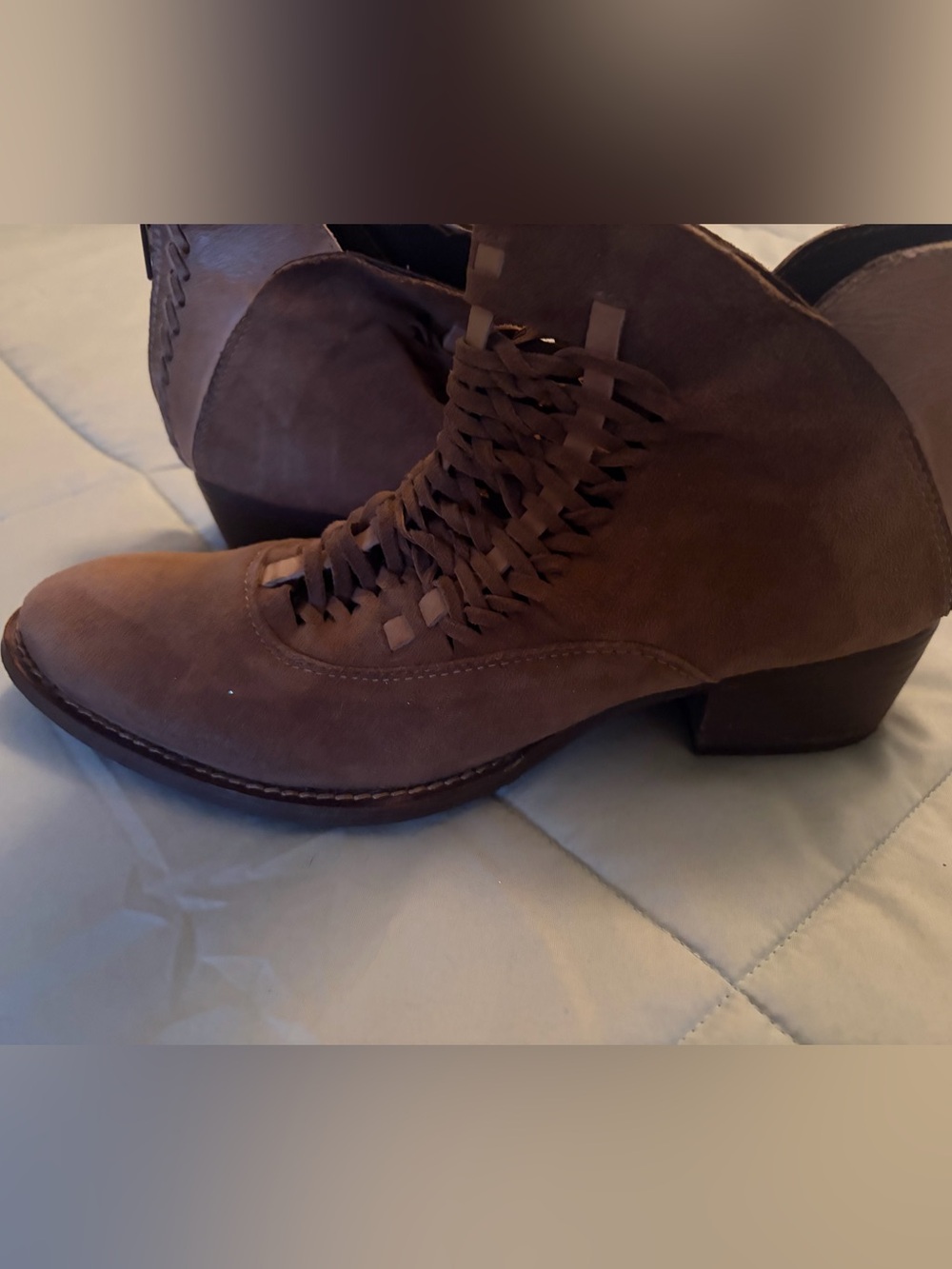 Rebels Shoes Brown Women’s Woven Suede Ankle Bootie